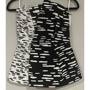 Cameo Dont Wait Top Black White Tic-Tac Strapless Peplum XS C/MEO Collective